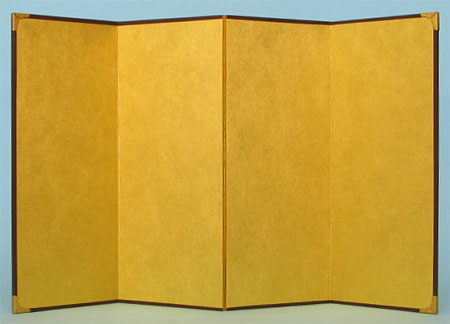 屏風 雛人形・五月人形兼用手芸用 金屏風 ミニ金無地 四曲(大)