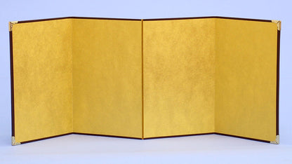 屏風 雛人形・五月人形兼用手芸用 金屏風 ミニ金無地 四曲(中)