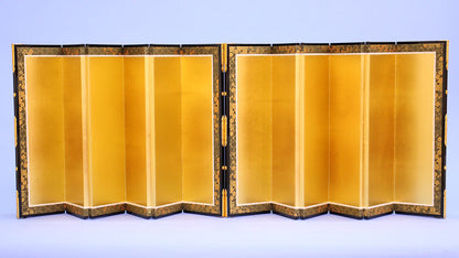 屏風  雛人形用 13号 金屏風 六曲袋張 真鍮箔二重縁付き