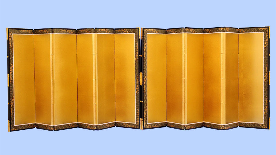 屏風  雛人形用 18号 金屏風 六曲袋張 真鍮箔二重縁付き