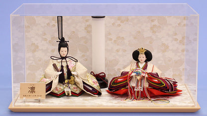 雛人形ケース飾り 十二番刺繍白親王　白桜ケース