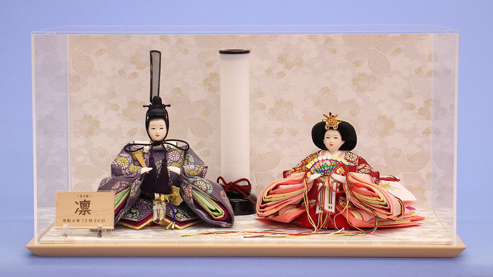 幅50㎝ 京十二番正絹有職親王　白桜アクリルケース