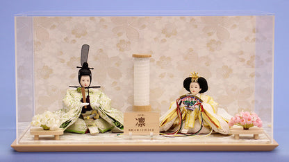 雛人形ケース飾 京十三番パステル唐草親王　白桜ケース
