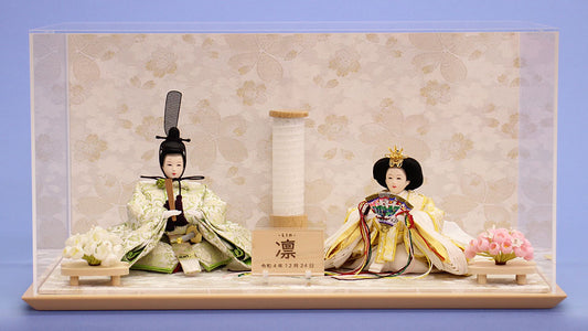 雛人形ケース飾 京十三番パステル唐草親王　白桜ケース