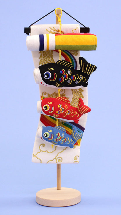 つるしタイプ鯉のぼり 高さ52cm 昇真（ミニ）虹と龍タペ付き