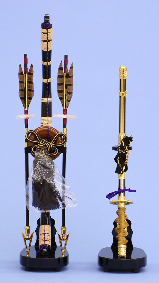 五月人形用付属品、弓太刀セット単品販売 15号黒龍