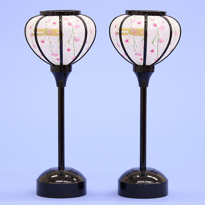 雛人形ぼんぼり  （樹脂製） 24cm20p黒やなぎLEDコードレス