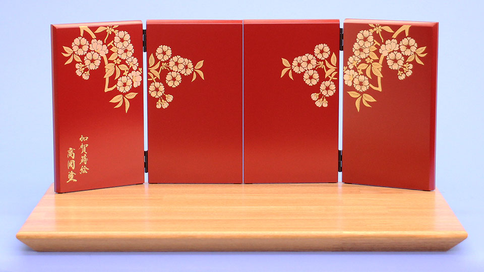 平台屏風セット 幅45cmタモクリア-19㎝光琳桜エンジ
