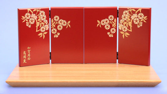 平台屏風セット 幅45cmタモクリア-19㎝光琳桜エンジ
