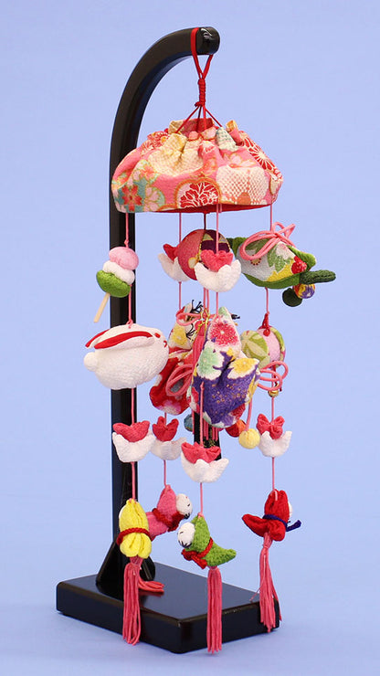 つるし雛ケース飾り 高さ40cm 8号ももか 白桜　アクリルケース入りの可愛いコンパクトサイズ