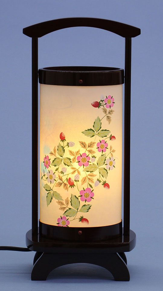 盆提灯インテリア燈明 和み ダークオーク(花苺)高さ33cm　明所点灯