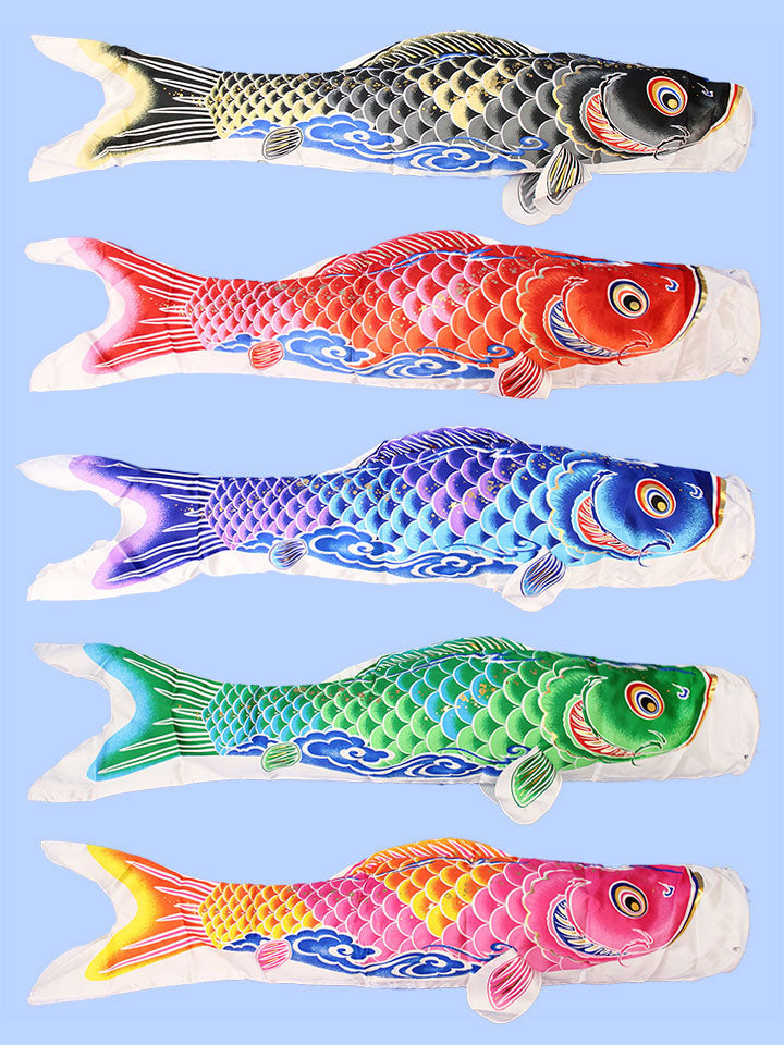 単品鯉のぼり1.2m 撥水ポリエステルウーリーサテン祥雲　5色