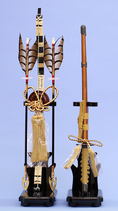 五月人形用付属品、弓太刀セット単品販売 23号 飛鳥 金茶