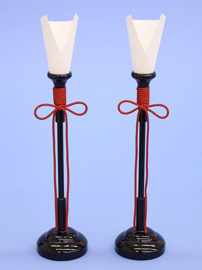 雛人形道具 点灯しない燭台24cm (木製)