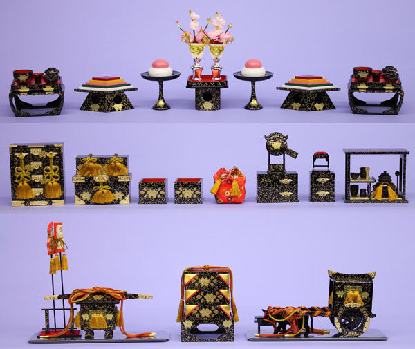 雛道具五段、七段飾り用 40号唐草九点セット(木製)