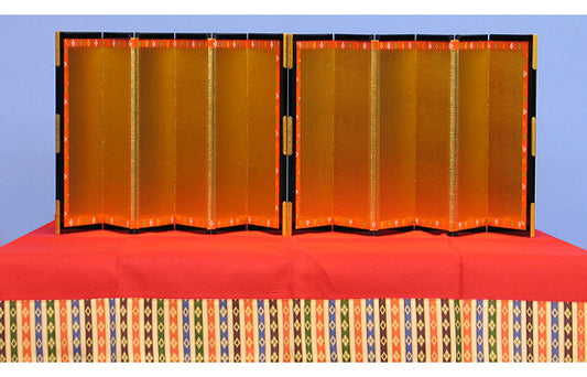 平台屏風セット 幅90cm 台付き毛氈-12六曲金