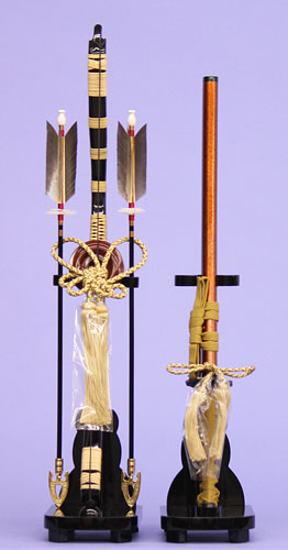 五月人形用付属品、弓太刀セット単品販売 23号 加賀 金茶