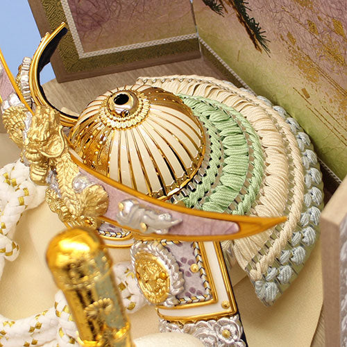 五月五节人偶兜帽储物套装 宽41厘米 紧凑型 10号 浮雕前立政宗兜白色储物套装