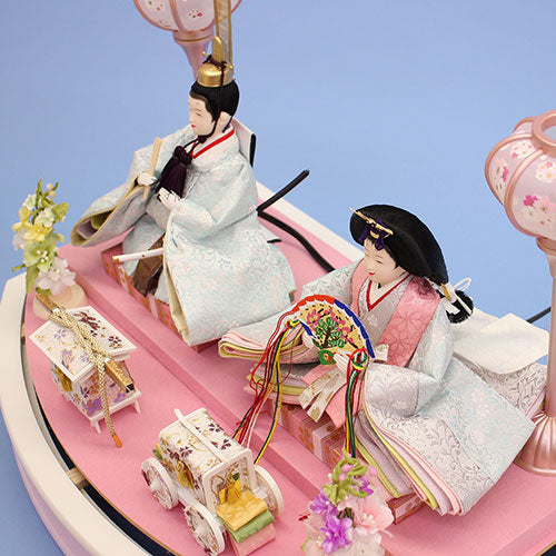 雛人形ケース飾り 二人 小三五親王　ひまり　人形上から
