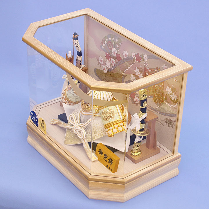 五月人偶兜壳人偶柜装饰 高33.5厘米 六角形山科兜壳 亚克力