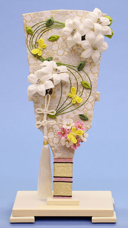 JUHO-TOUGEI 羽子板 Lily-w オフホワイトスタンド付き