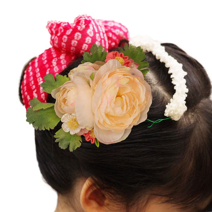 髪飾り羽子板 洋花(白)　髪飾りイメージ