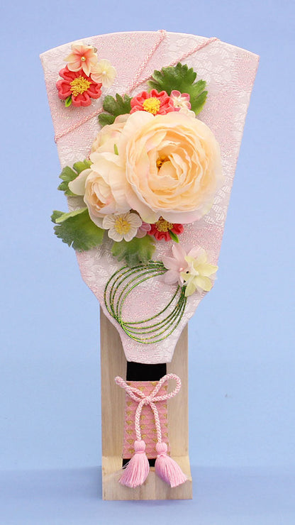 髪飾り羽子板 洋花(白)白桐スタンド付き