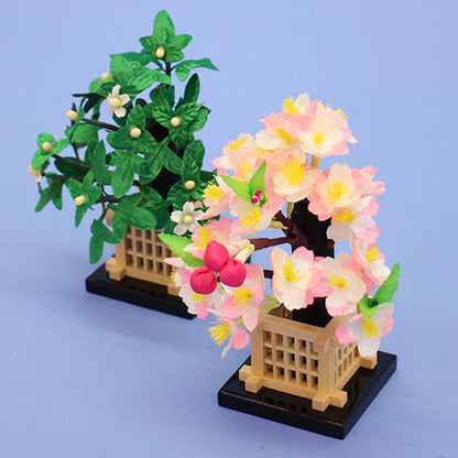 适用于雏人偶的樱花橘子，高度14厘米，大号2个樱花橘子（木制黑色围栏）