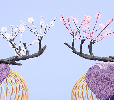 ひな道具単品　花かご紅白梅　大　ズーム
