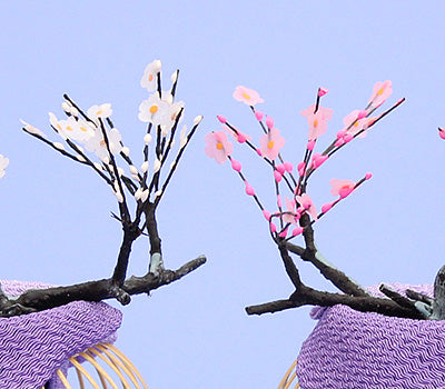 ひな道具紅白梅　花かご中　ズーム