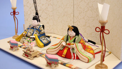 木目込み雛人形 幸一光作蘭 華唐草平飾り　ズーム