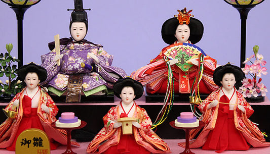 雛人形ケース飾り 五人 小柳 六角マホ