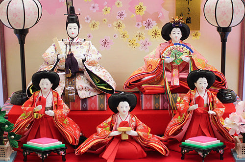 雛人形ケース飾り 五人 芥子春光　人形　横正面