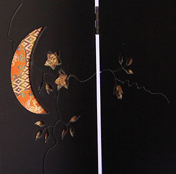 ensemble complet de poupées Hina et paravents, 45 cm de large, paravent 39 cm avec crête en fer et lune