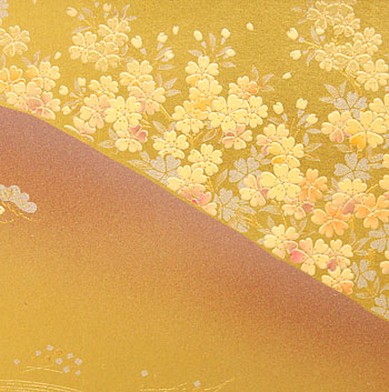 ensemble complet de poupée Hina et paravent à plateforme, largeur 46 cm, plateforme de poupée Hina debout en forme d'éventail - 36 cm, fond doré, Toyama Sakura