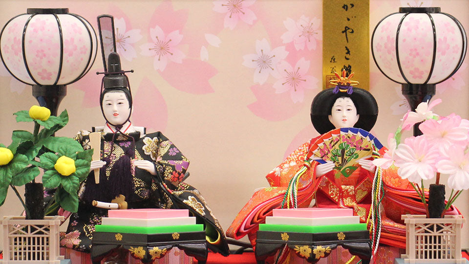 雛人形ケース飾り 二人 小三五親王 紗季　人形ズーム