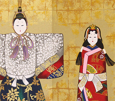 Folding screen for Hina dolls, height 33cm, 11-go two-panel, standing dolls