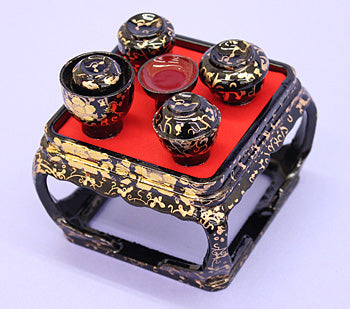 Plateau à suspendre Mitsuba-maki (en boise) pour poupées et accessoires Hina n° 30