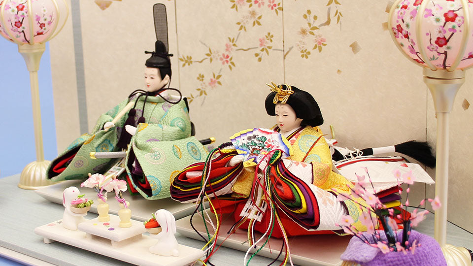 雛人形平飾り 京十三番パステル有職親王 蒼桜　ズーム