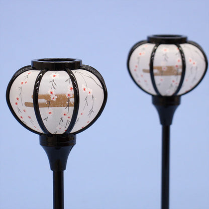 Lanterne poupée Hina (résine) 21 cm Petite fleur de cerisier LED sans fil Peinture noire