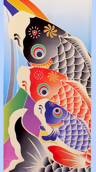 五月人偶配件：室内武士旗迷你鲤鱼旗，带底座