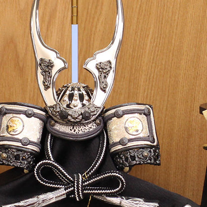 Boy's Day Doll kabuto Storage Set Width 30cm Compact No. 3 Smoked Silver Rising Dragon Tamo Shippo