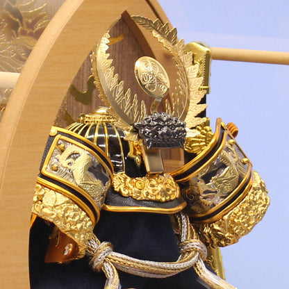 May poupée casque étui décoration hauteur 29.5 cm Tokugawa Ieyasu casque grain de kimekomi forme ronde