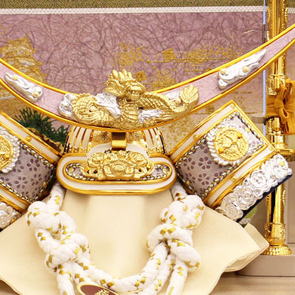 五月五节人偶兜帽储物套装 宽41厘米 紧凑型 10号 浮雕前立政宗兜白色储物套装