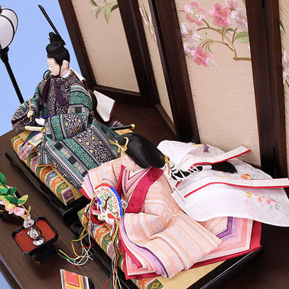 雛人形収納飾り 三五二人 ダークブラウン　ズーム