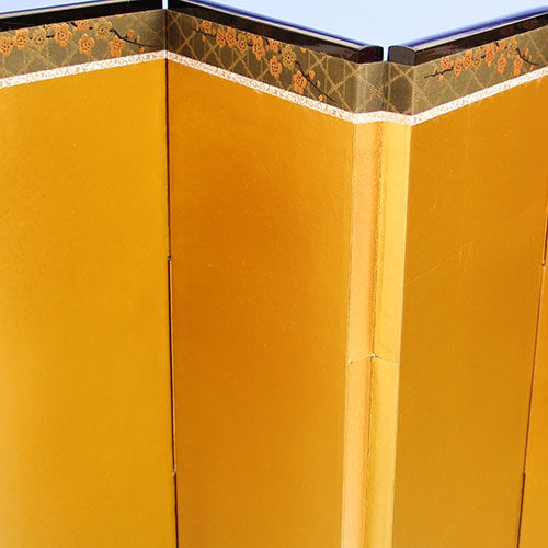 Folding screen for Hina dolls, height 54cm, No. 18, gold folding screen, six-panel, double-edged brass foil border