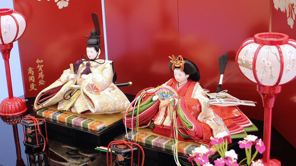 雛人形平飾り 幅52㎝ 柳葵　結7g82fa　美山桜エンジ　ズーム