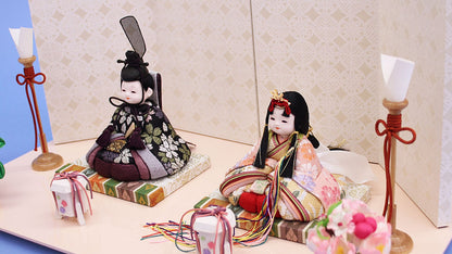 木目込み雛人形 JUHO-TOUGEI ふく　越前和紙花まり平飾り　ズーム