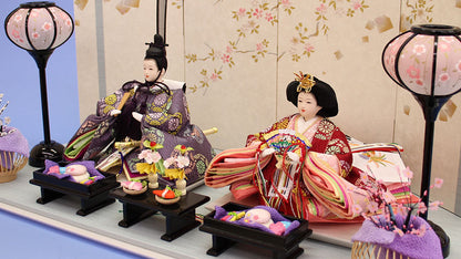 雛人形平飾り 京十二番正絹親王　蒼桜平飾り　ズーム