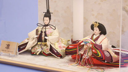 雛人形ケース飾り 十二番刺繍白親王　白桜ケース　おひな様